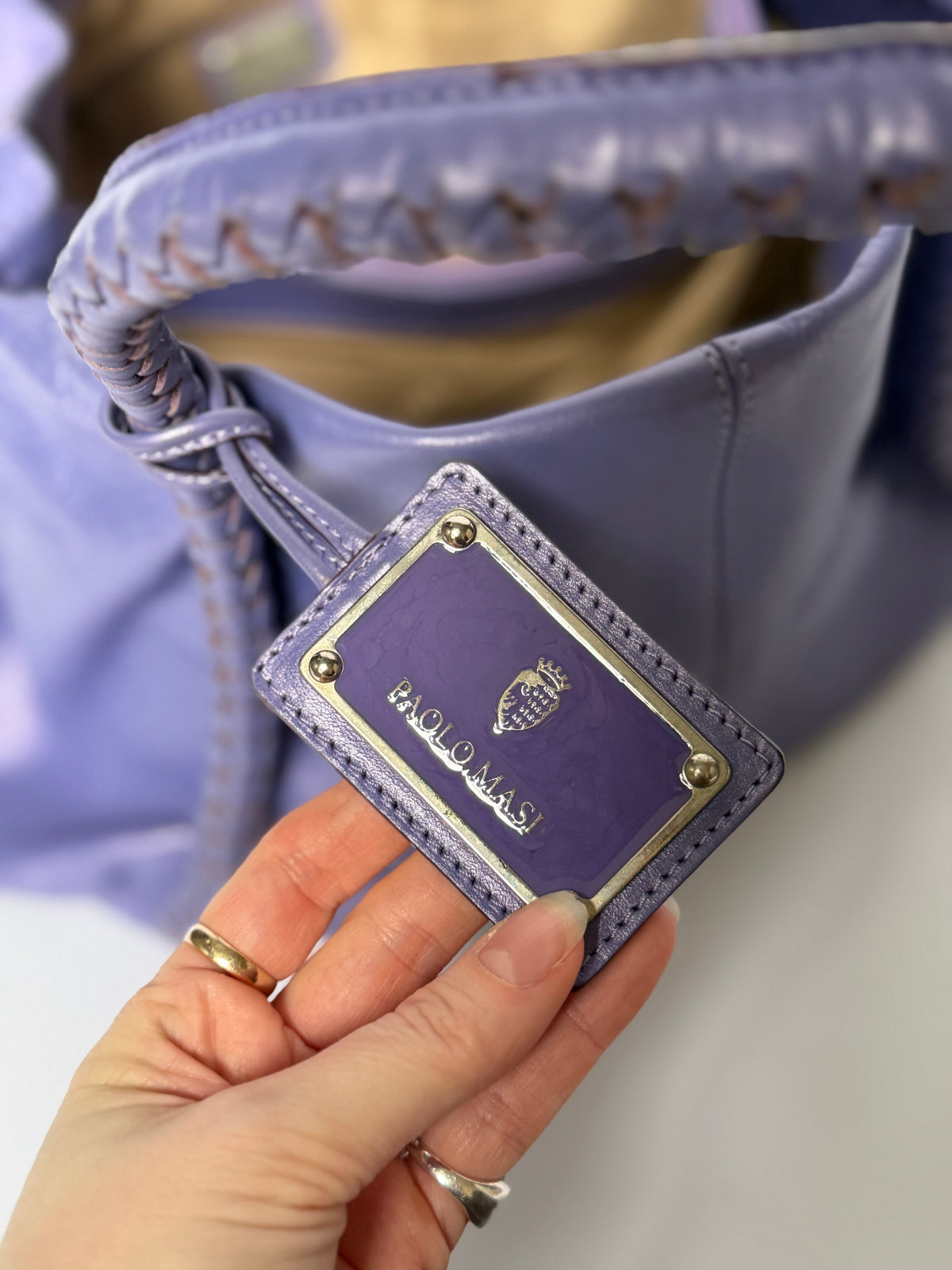 Vintage Italian Leather Braided Bag  — Lavender
