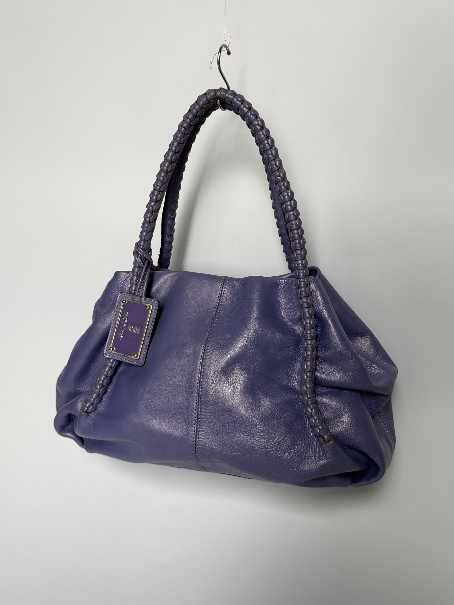 Vintage Italian Leather Braided Bag  — Lavender