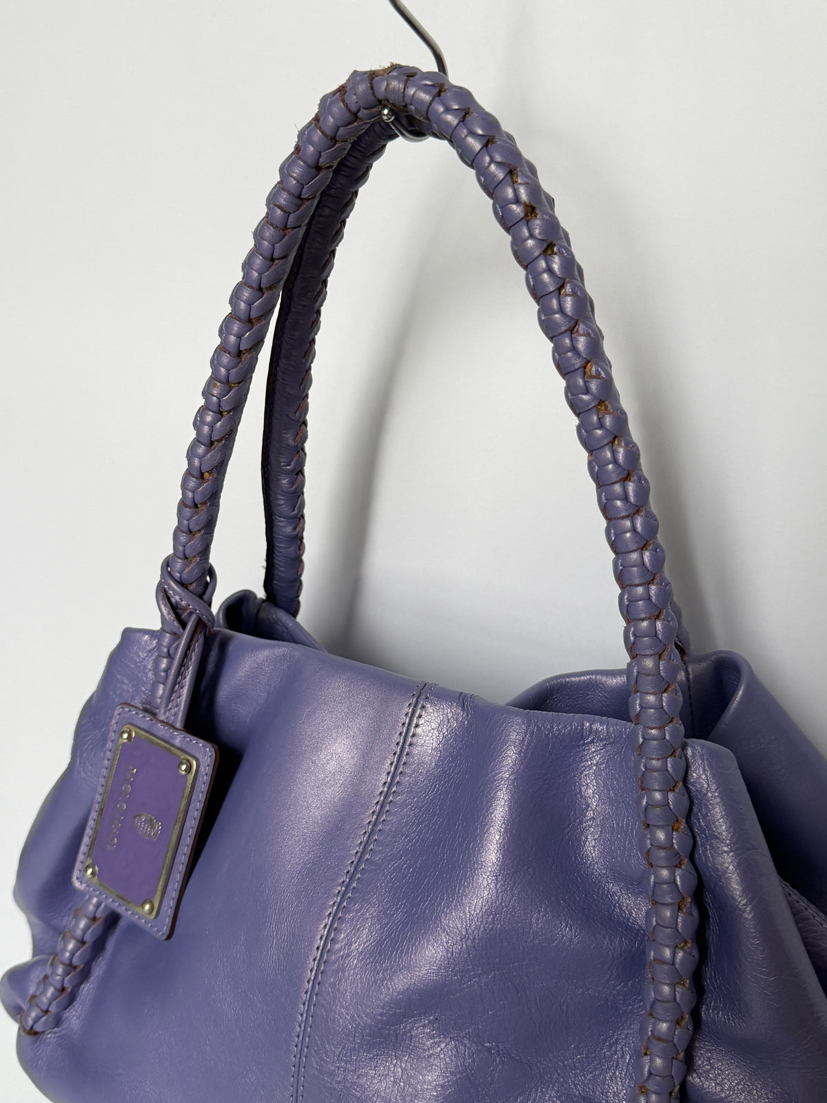 Vintage Italian Leather Braided Bag  — Lavender