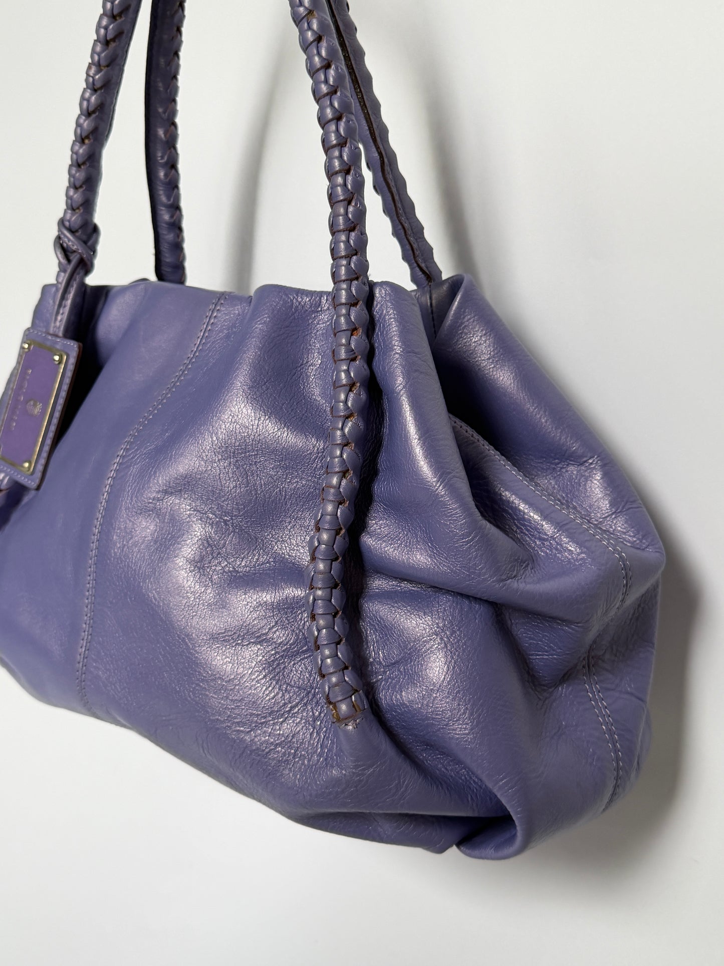 Vintage Italian Leather Braided Bag  — Lavender