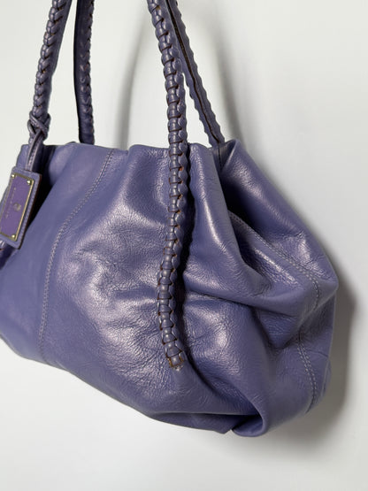Vintage Italian Leather Braided Bag  — Lavender