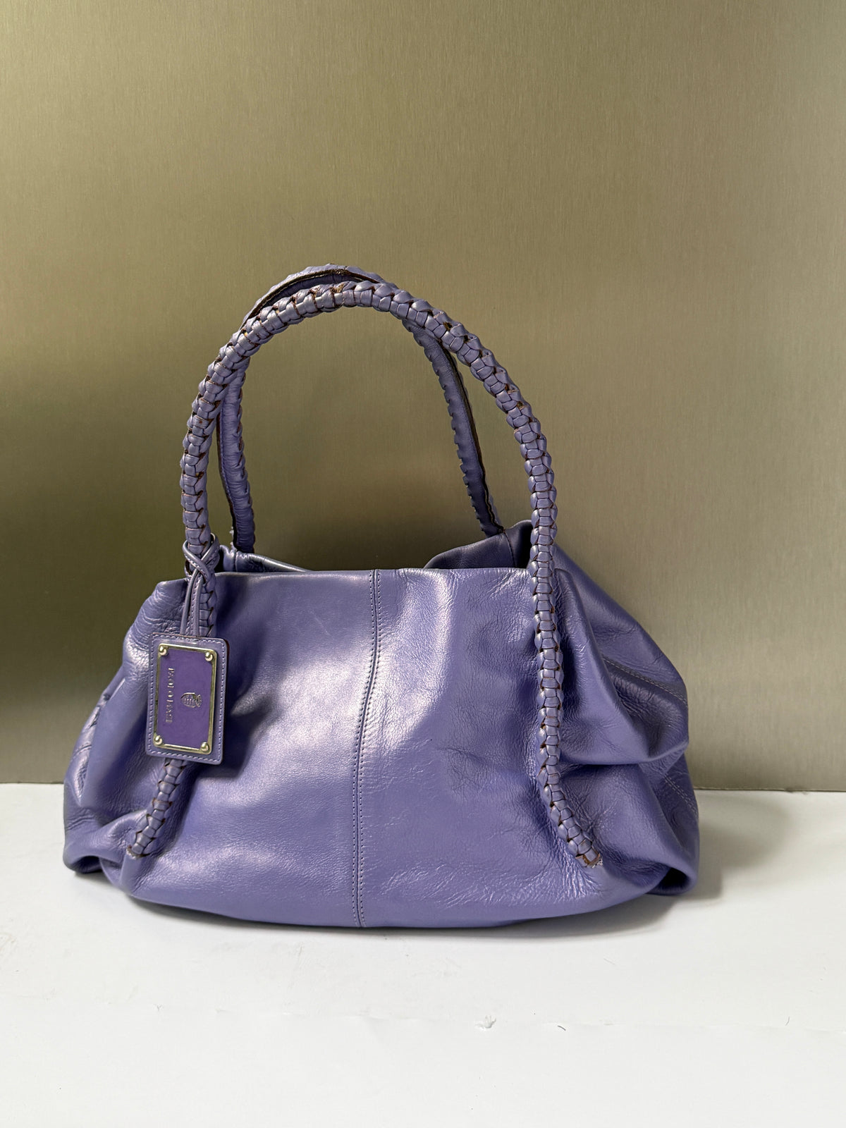 Vintage Italian Leather Braided Bag  — Lavender