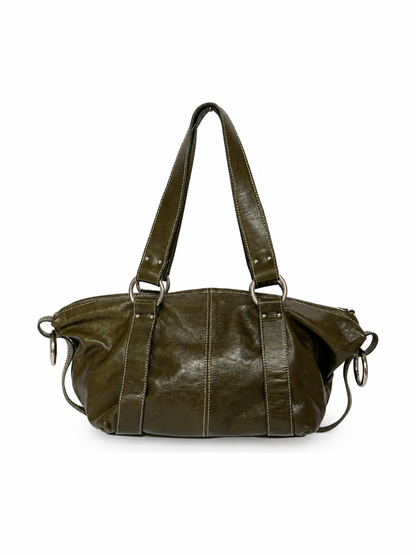 Olive Green Leather Shoulder Bag