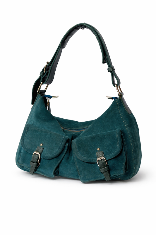 Teal Suede Shoulder Bag