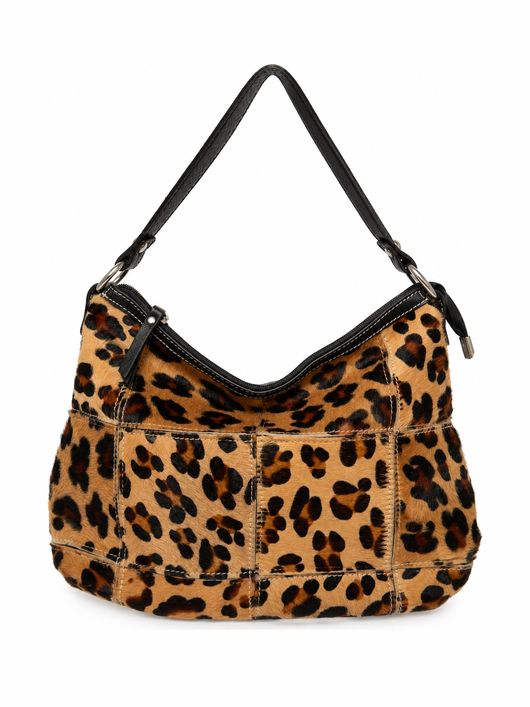 Leopard Print Patchwork Pony Hair Shoulder Bag