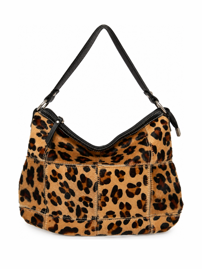 Leopard Print Patchwork Pony Hair Shoulder Bag