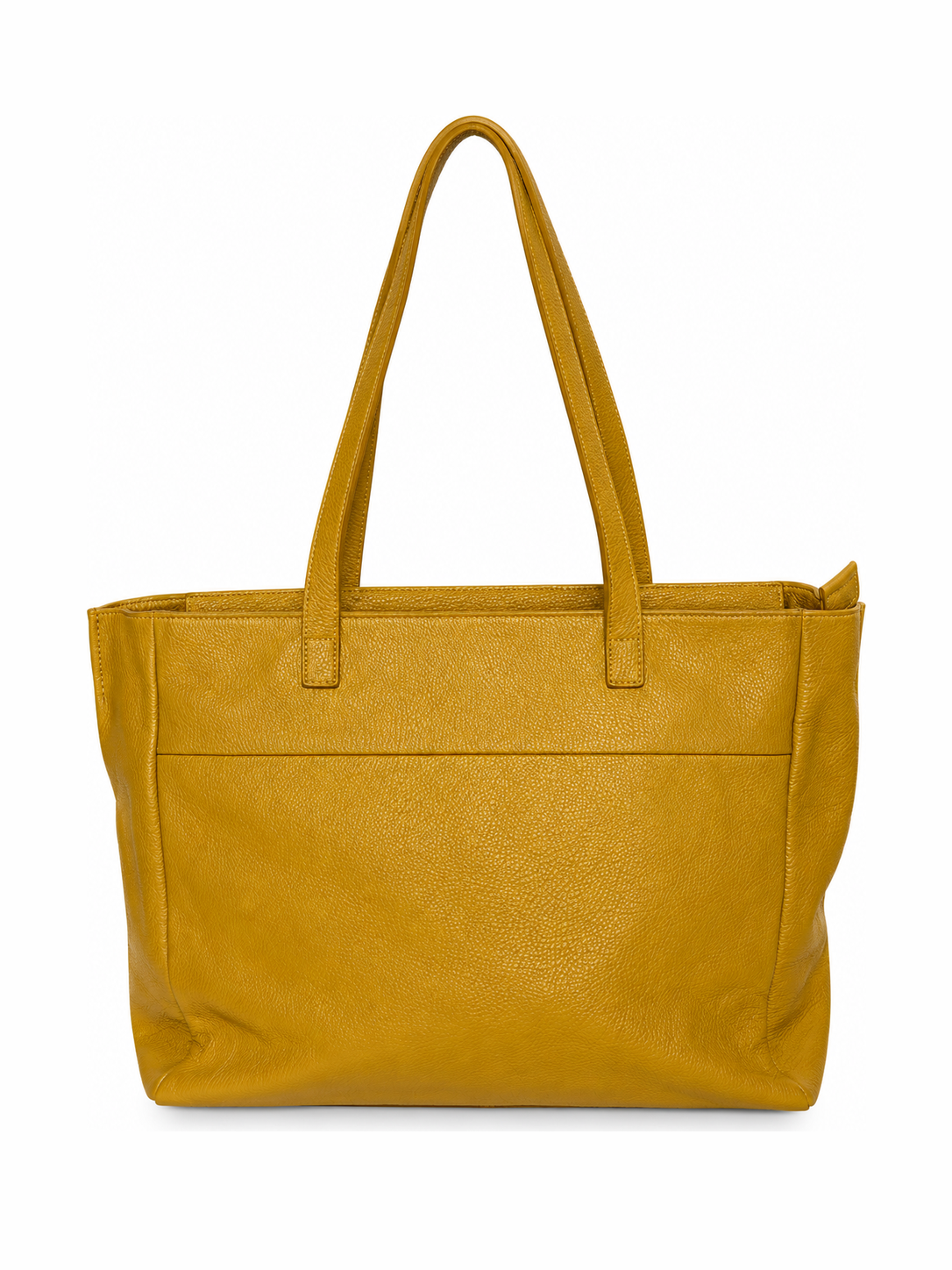 Mustard Yellow Leather Oversized Tote Bag