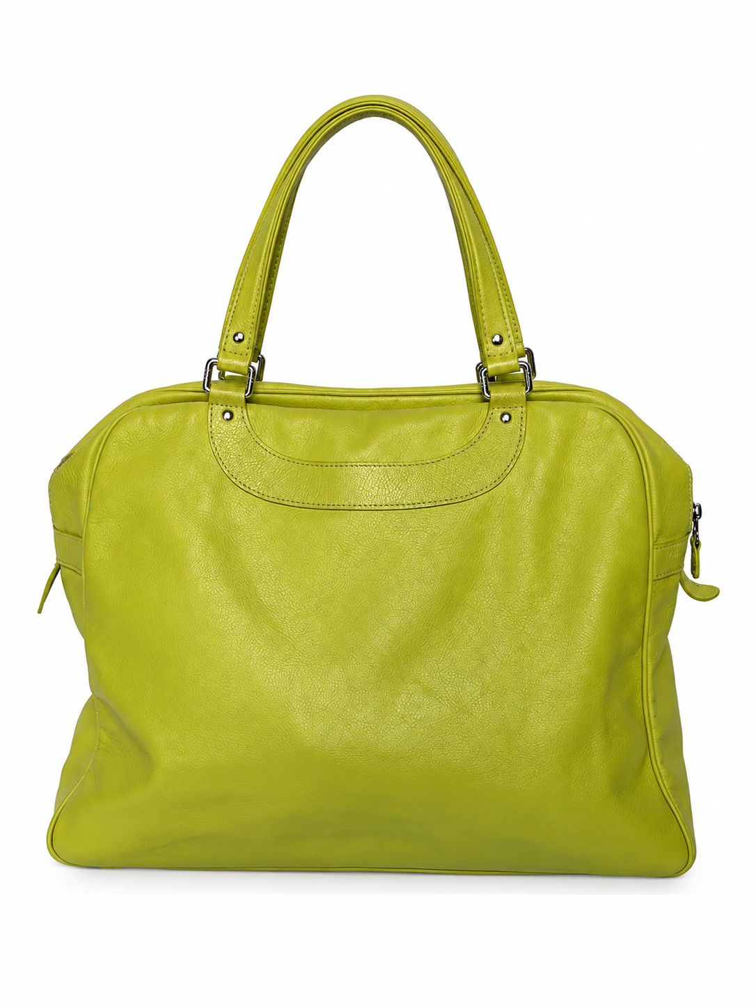 Yellow Leather Travel Tote with Red Lining