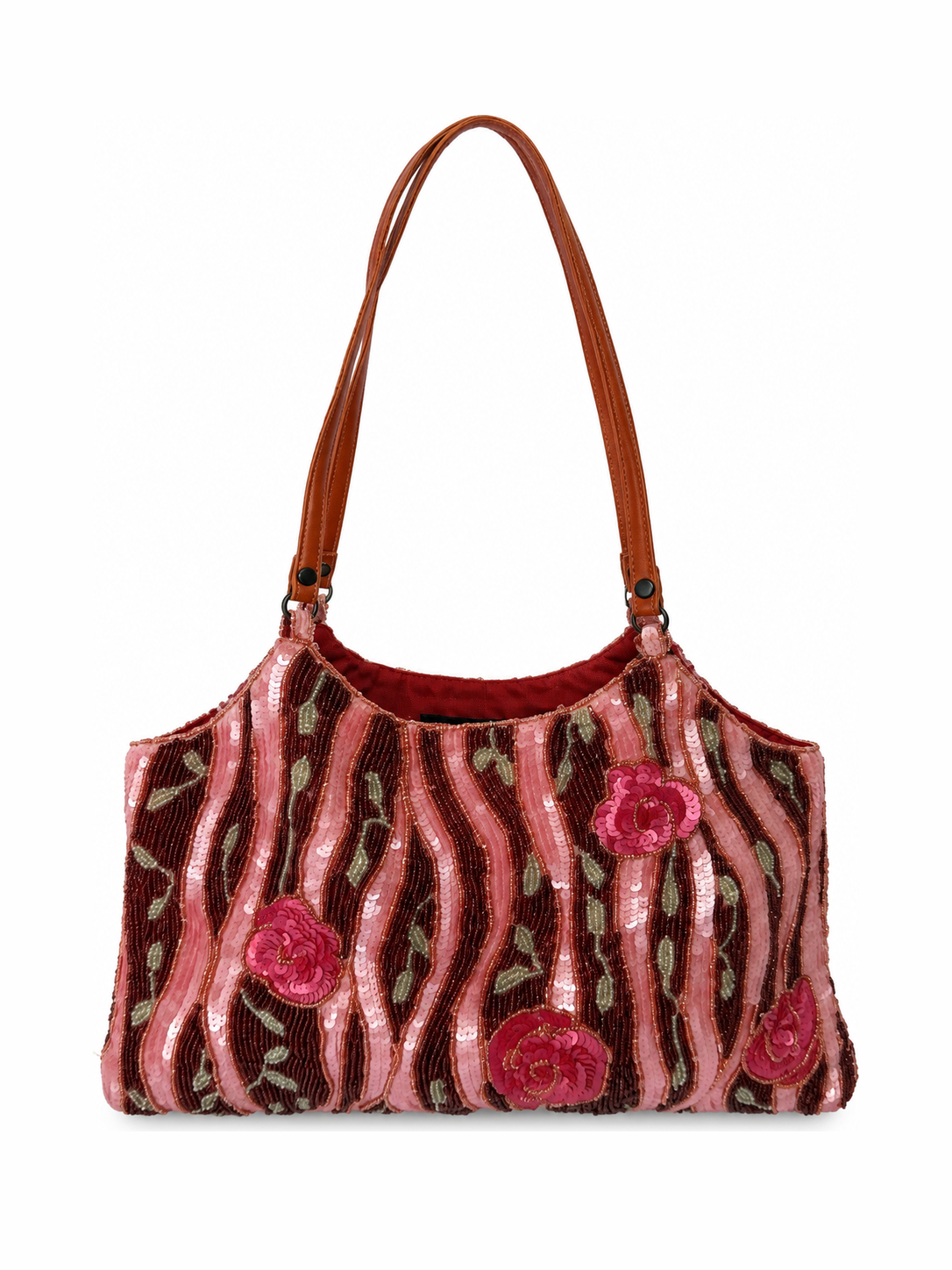 Floral Beaded Sequin Shoulder Bag