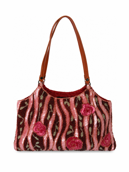 Floral Beaded Sequin Shoulder Bag