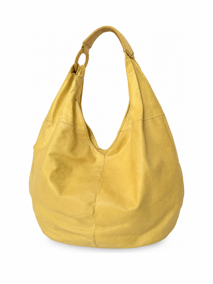 Yellow Slouchy Leather Hobo Bag — Made in Japan