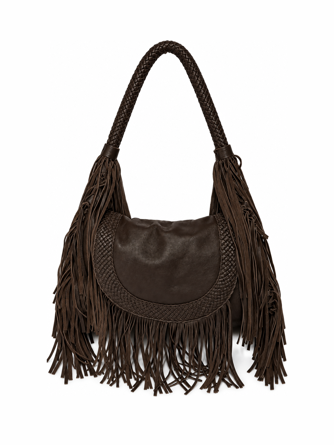 Fringe Leather Hobo Bag