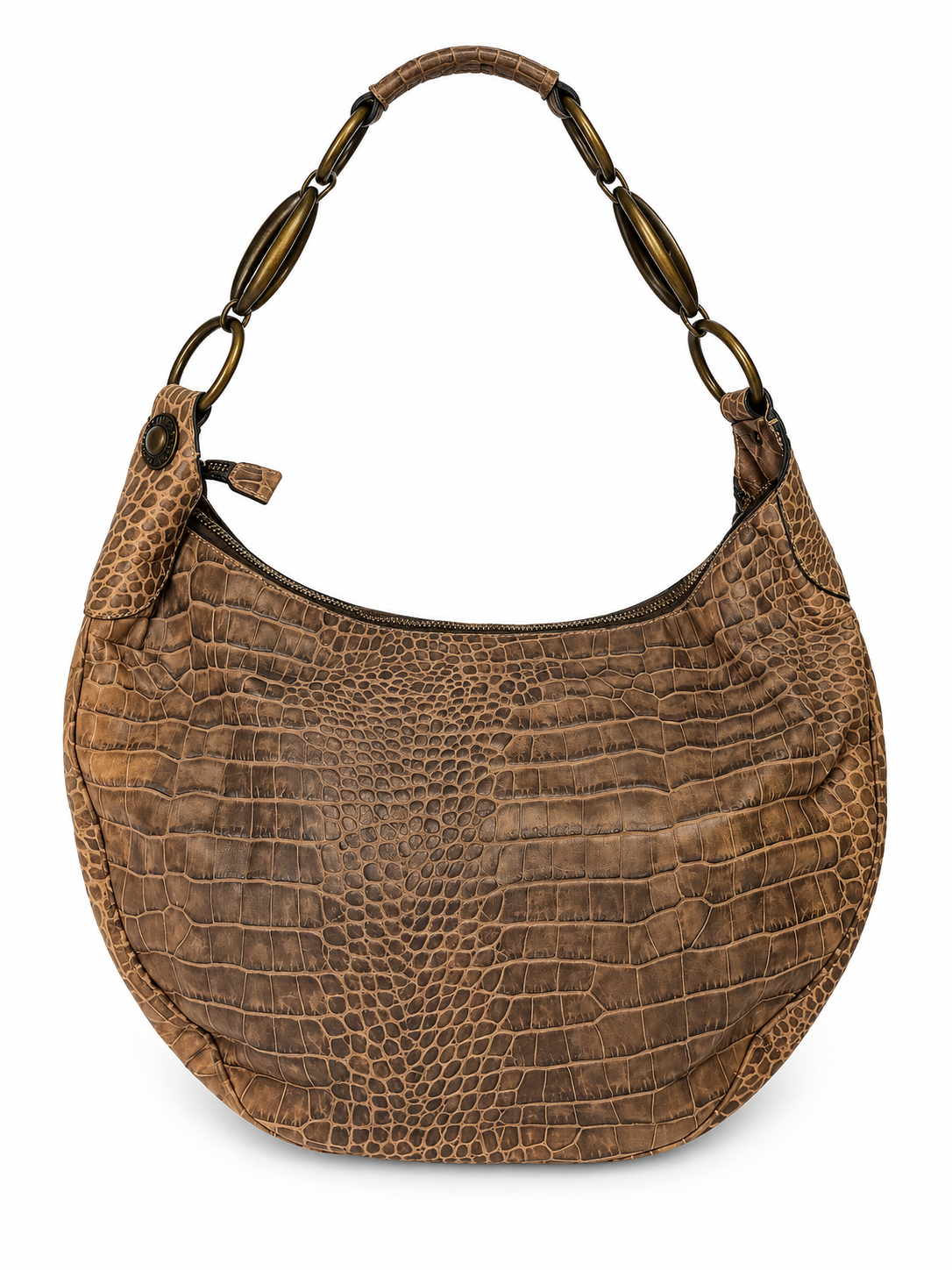 Yurena by Estro Croc-Embossed Leather Crescent Bag