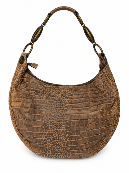 Yurena by Estro Croc-Embossed Leather Crescent Bag