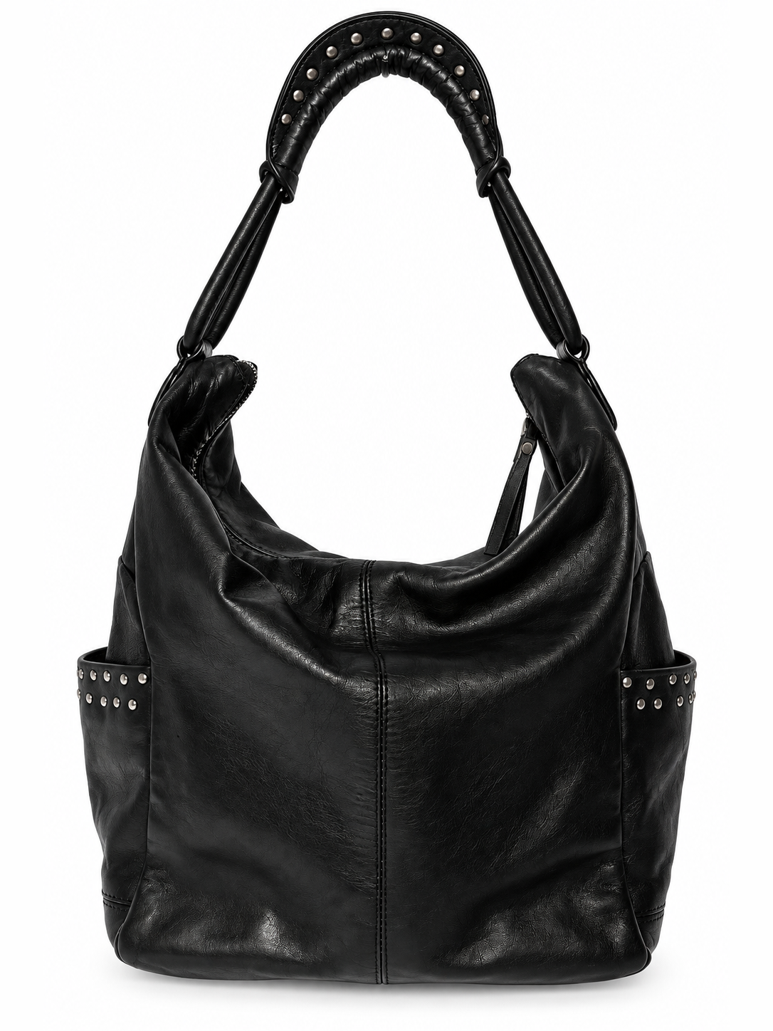 Made in Italy Studded Leather Hobo Bag