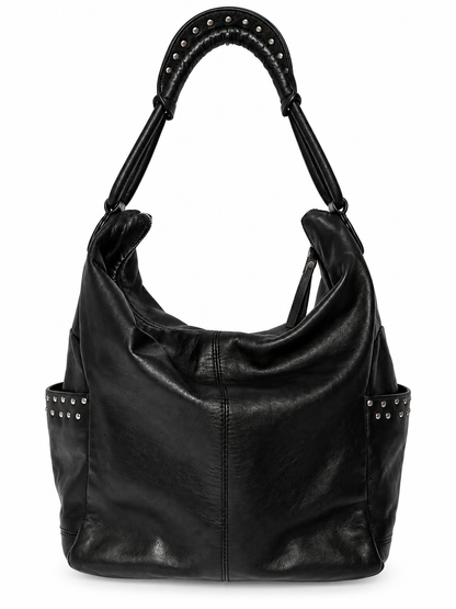 Made in Italy Studded Leather Hobo Bag