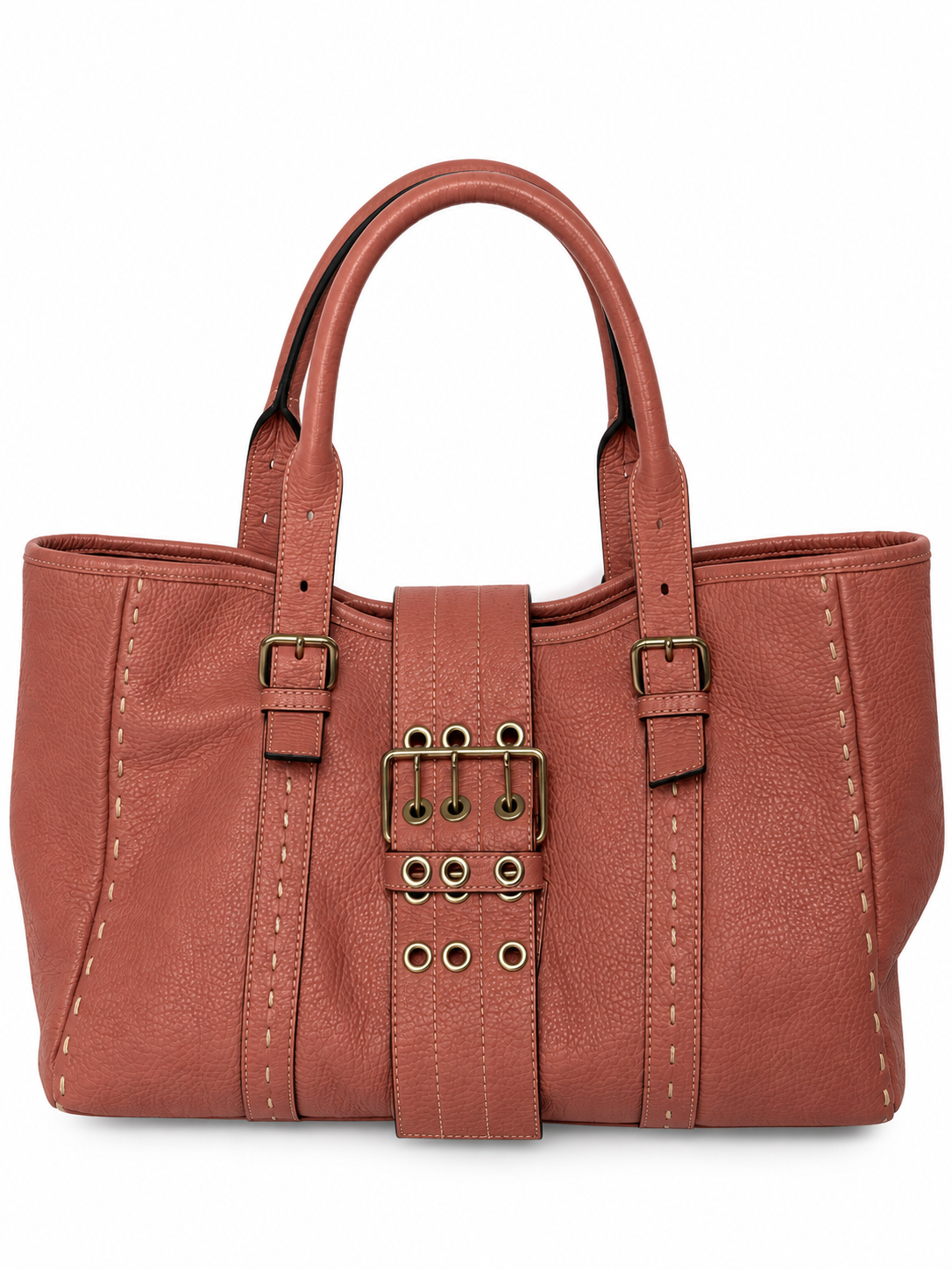 Dusty Pink Leather Buckle Tote Bag