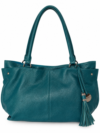Piumelli Milano Metallic Teal Leather Tote Bag